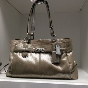 Coach Champagne Shimmer leather satchel